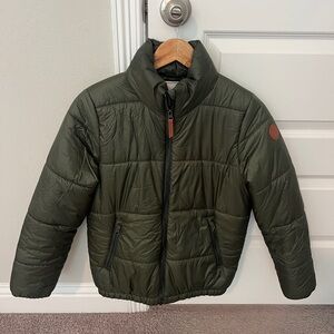 Womens Olive Green Puffer Jacket